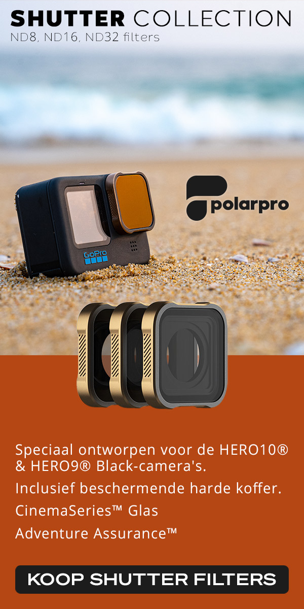 Geef je actievolle HERO®10 Black-beelden een filmische look. ND8-, ND16- en ND32-filters.